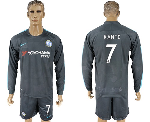 Chelsea #7 Kante Sec Away Long Sleeves Soccer Club Jersey